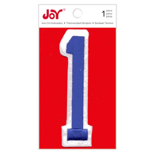 Joy® Varsity Royal Blue Iron-On Embroidery Number